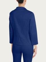 Blazer corto con 1 bottone e manica 3/4 in Satin Power Blu Donna - Ragno