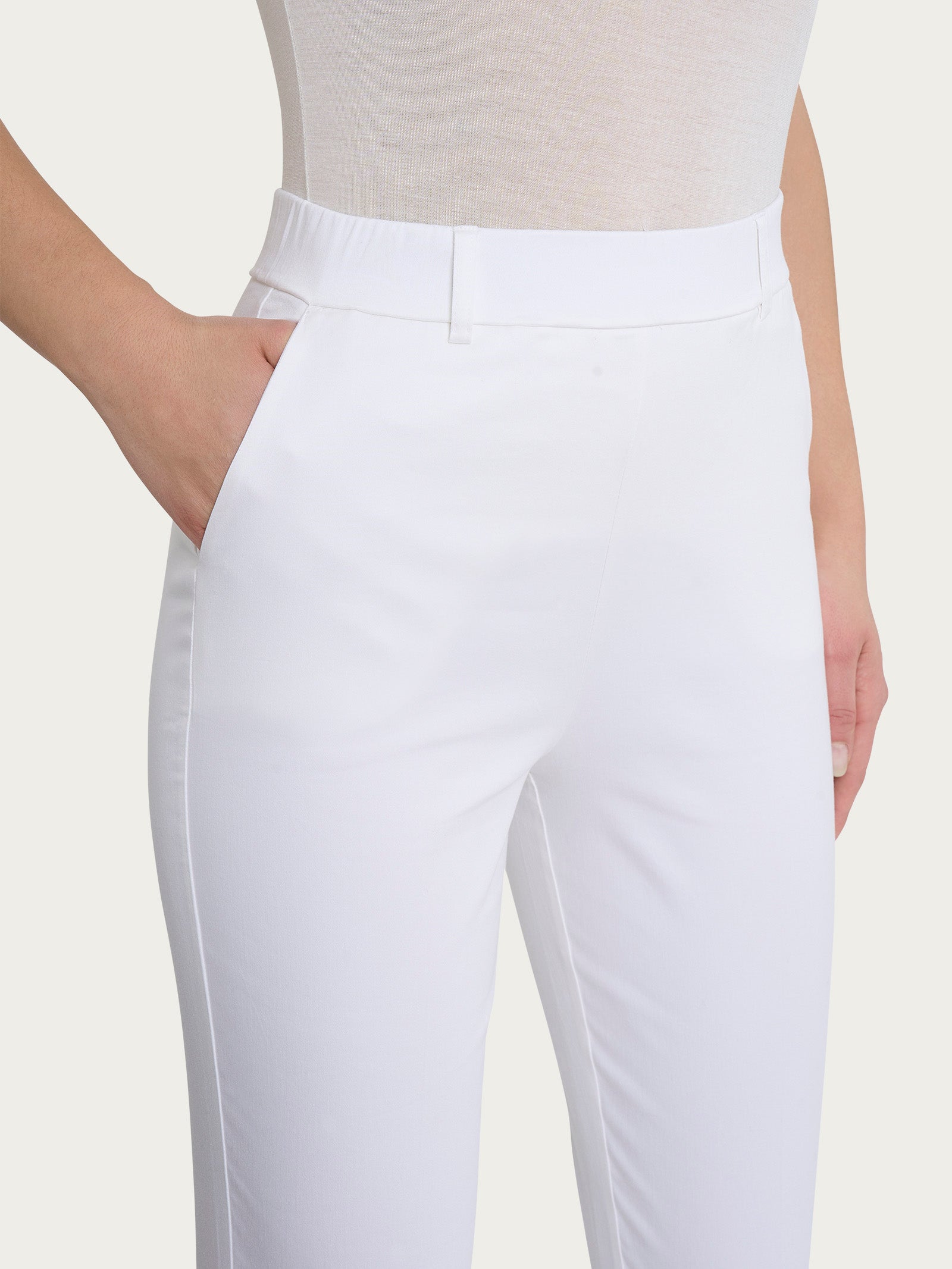 Pantalone chino slim con tasche in Satin Power Bianchi Donna - Ragno