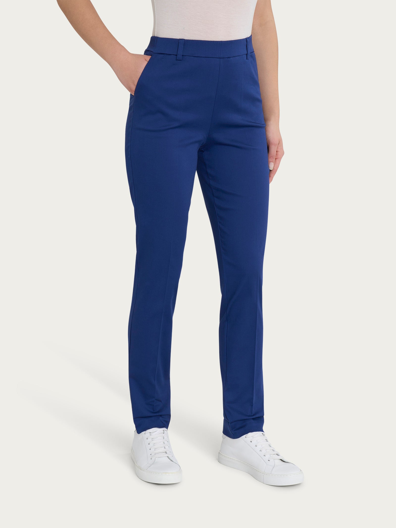 Pantalone chino slim con tasche in Satin Power Blu Donna - Ragno