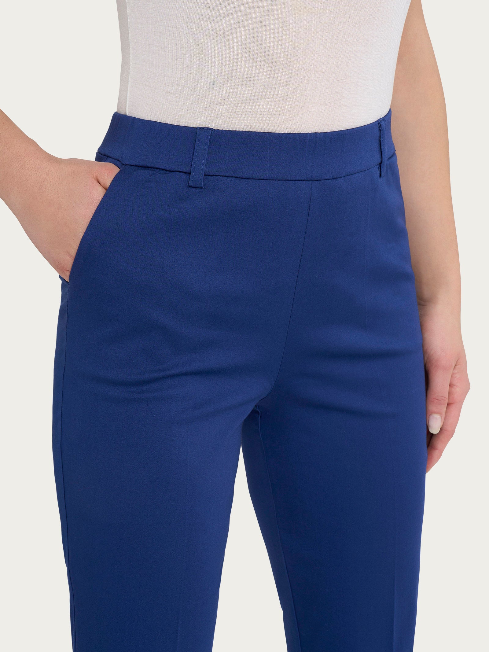 Pantalone chino slim con tasche in Satin Power Blu Donna - Ragno