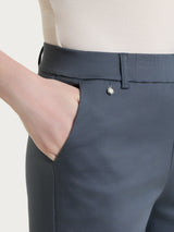 Pantalone dritto con tasche e risvolto in Satin Power Neri Donna - Ragno