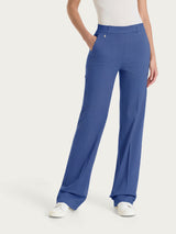 Gerade Hose mit Taschen und Umschlägen aus Satin Power Blue Damen - Ragno