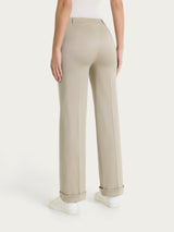 Pantalone dritto con tasche e risvolto in Satin Power Marroni Donna - Ragno