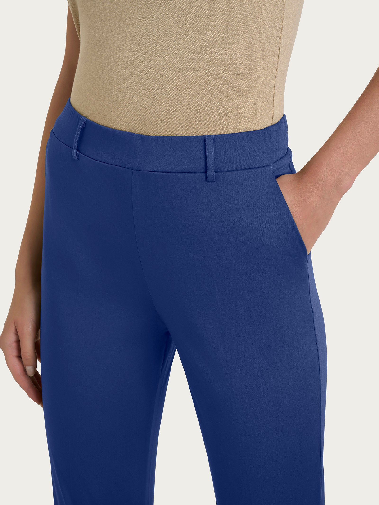 Pantalone dritto con tasche in Satin Power Blu Donna - Ragno