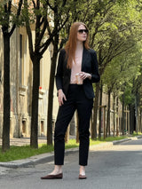 Pantalone a sigaretta con spacchetti in Satin Power Neri Donna - Ragno