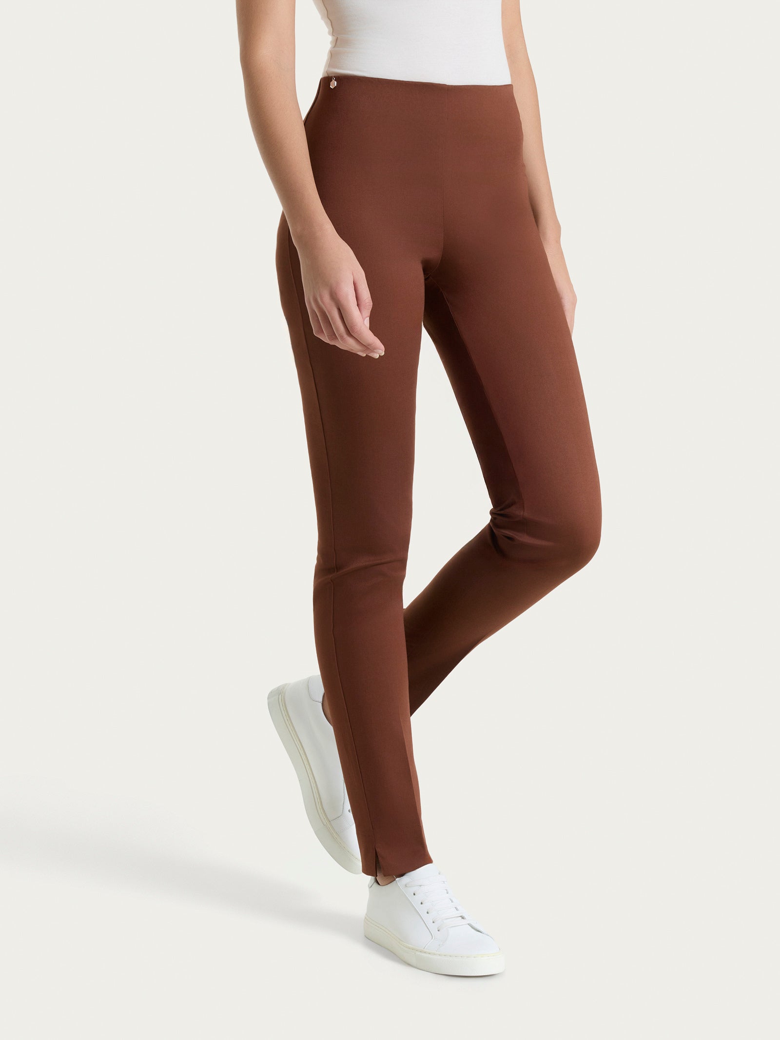 Pantalone a sigaretta con spacchetti in Satin Power Marroni Donna - Ragno