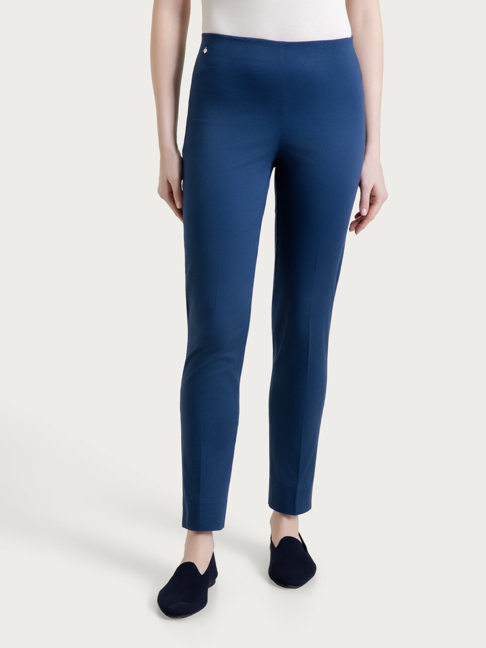 Pantalone a sigaretta con spacchetti in Satin Power Blu Donna - Ragno