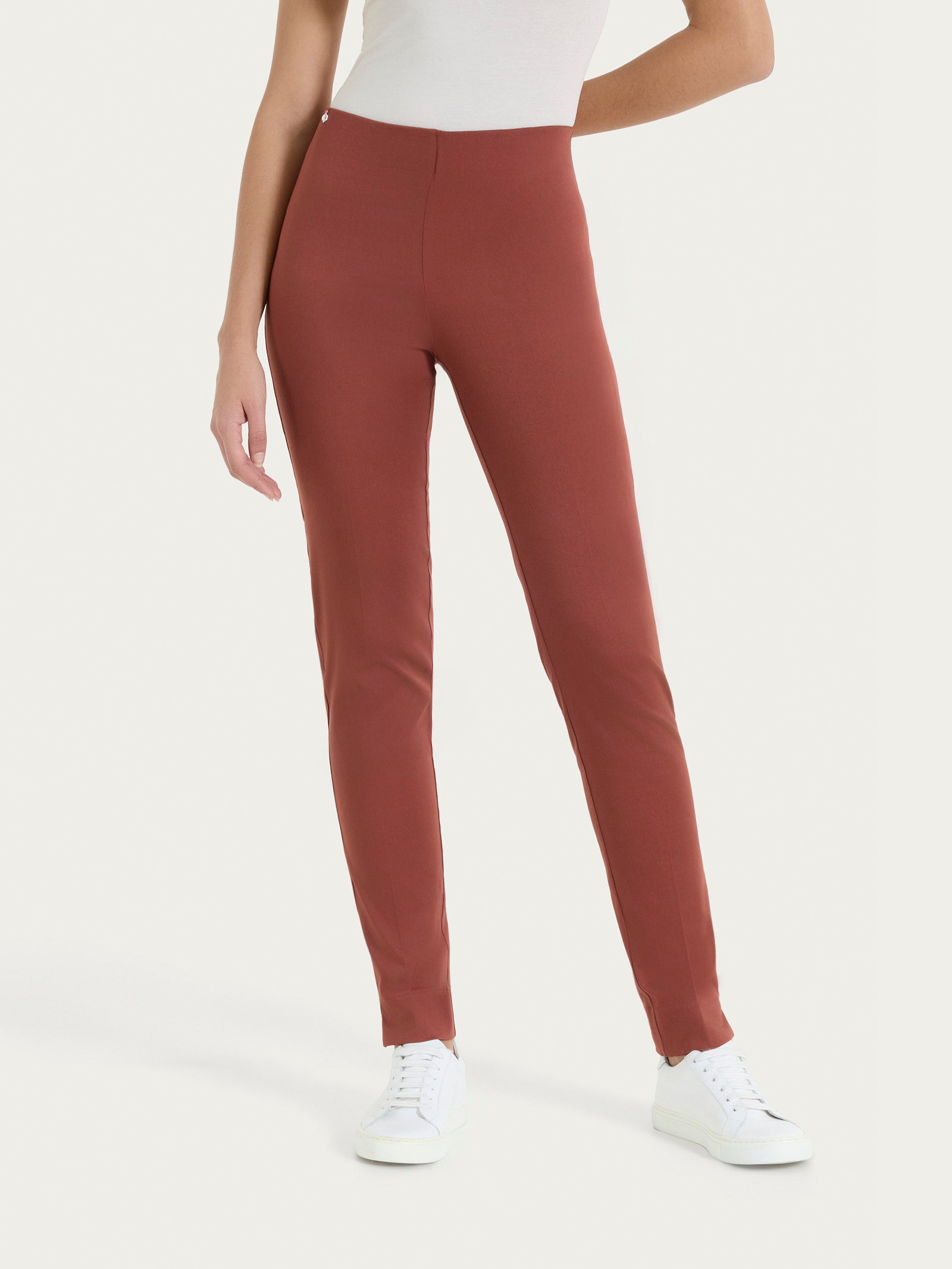 Pantalone a sigaretta con spacchetti in Satin Power Marroni Donna - Ragno