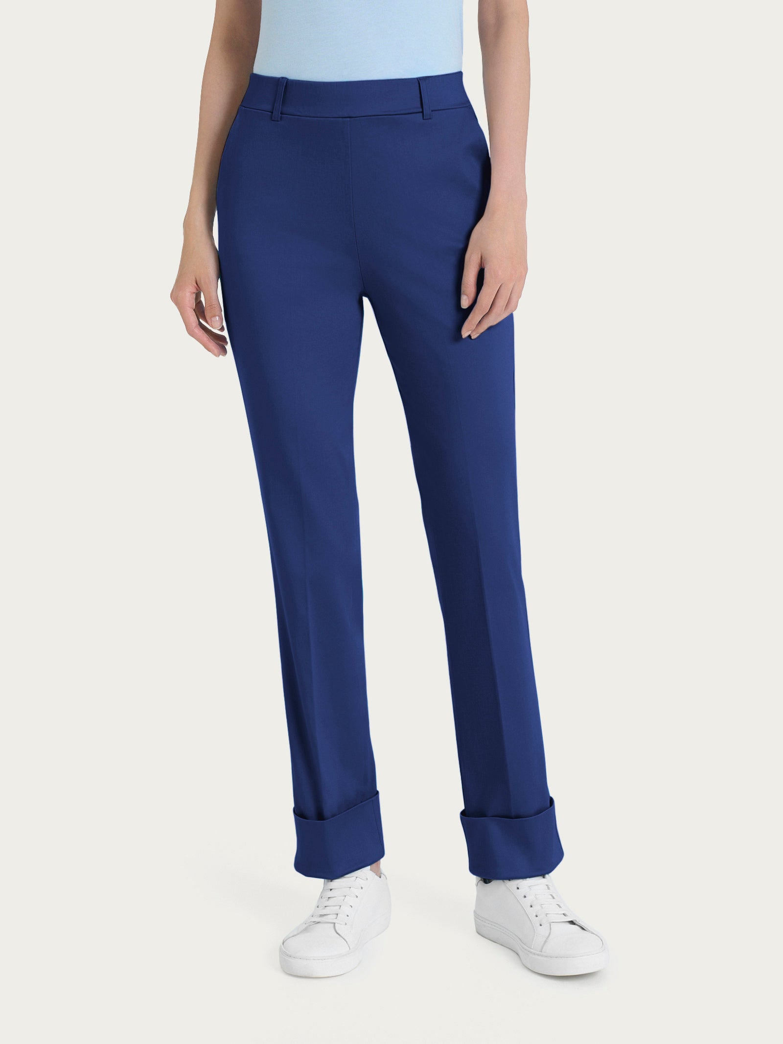 Pantalone slim dritto in Compact Light Blu Donna - Ragno