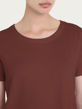 Maglietta girocollo in slub jersey di cotone Marroni Donna - Ragno