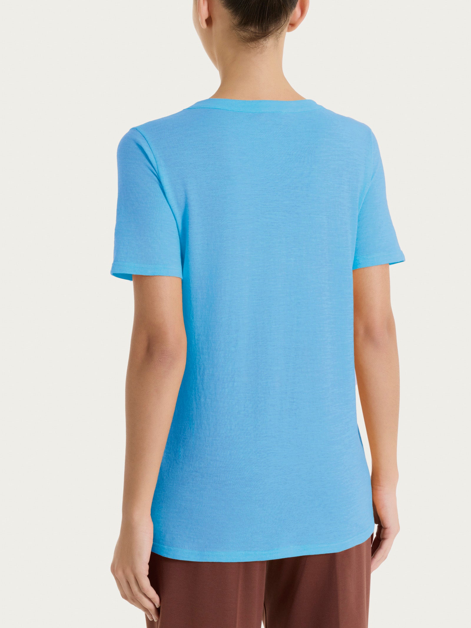 Maglietta girocollo in slub jersey di cotone Azzurri Donna - Ragno