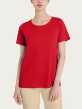 Maglietta girocollo in slub jersey di cotone Rossi Donna - Ragno