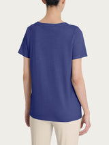 Maglietta girocollo in slub jersey di cotone Blu Donna - Ragno