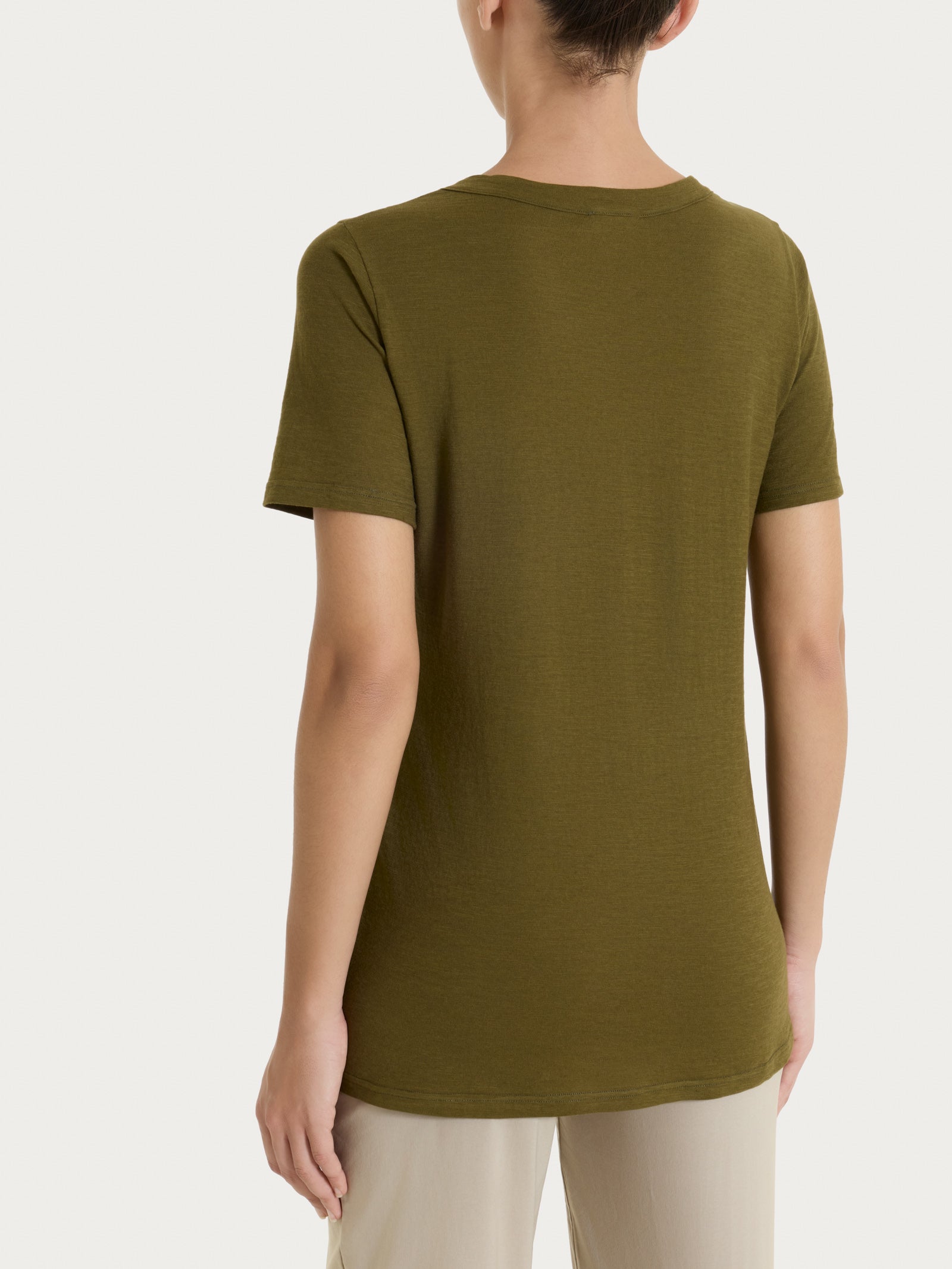 Maglietta girocollo in slub jersey di cotone Verdi Donna - Ragno