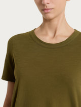 Maglietta girocollo in slub jersey di cotone Verdi Donna - Ragno