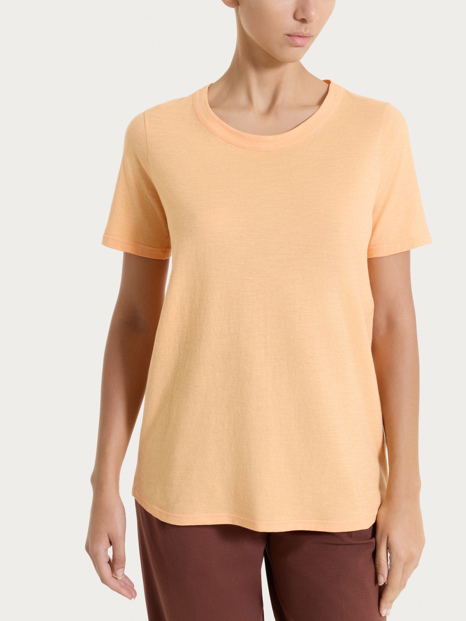 Maglietta girocollo in slub jersey di cotone Arancioni Donna - Ragno