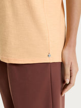 Maglietta girocollo in slub jersey di cotone Arancioni Donna - Ragno