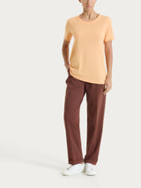 Maglietta girocollo in slub jersey di cotone Arancioni Donna - Ragno