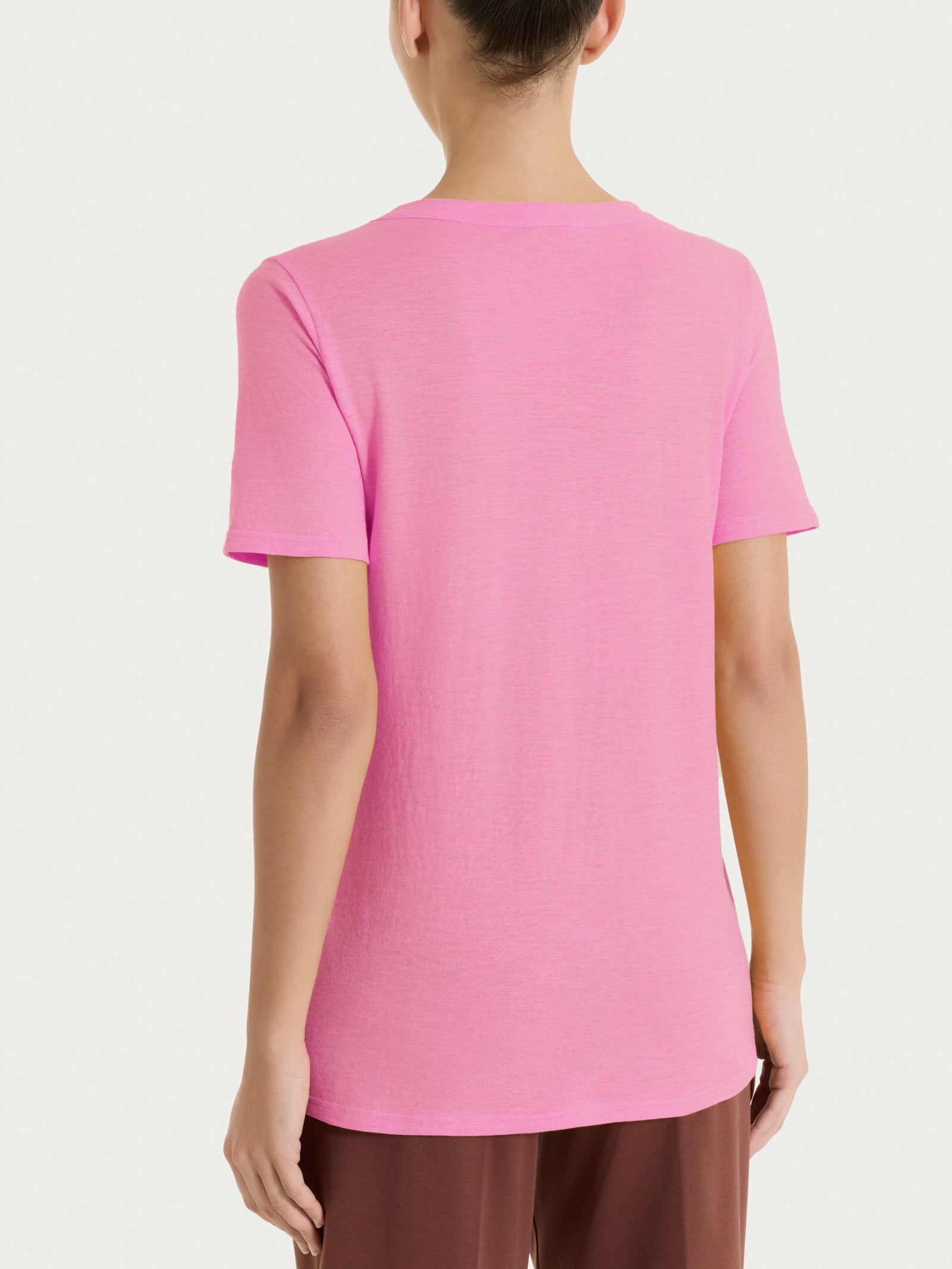 Maglietta girocollo in slub jersey di cotone Rosa Donna - Ragno