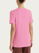 Maglietta girocollo in slub jersey di cotone Rosa Donna - Ragno