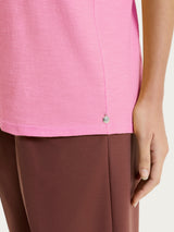 Maglietta girocollo in slub jersey di cotone Rosa Donna - Ragno