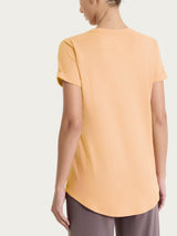 Maglietta con Scollo a V in slub jersey di cotone Arancioni Donna - Ragno