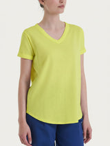 Maglietta con Scollo a V in slub jersey di cotone Gialli Donna - Ragno