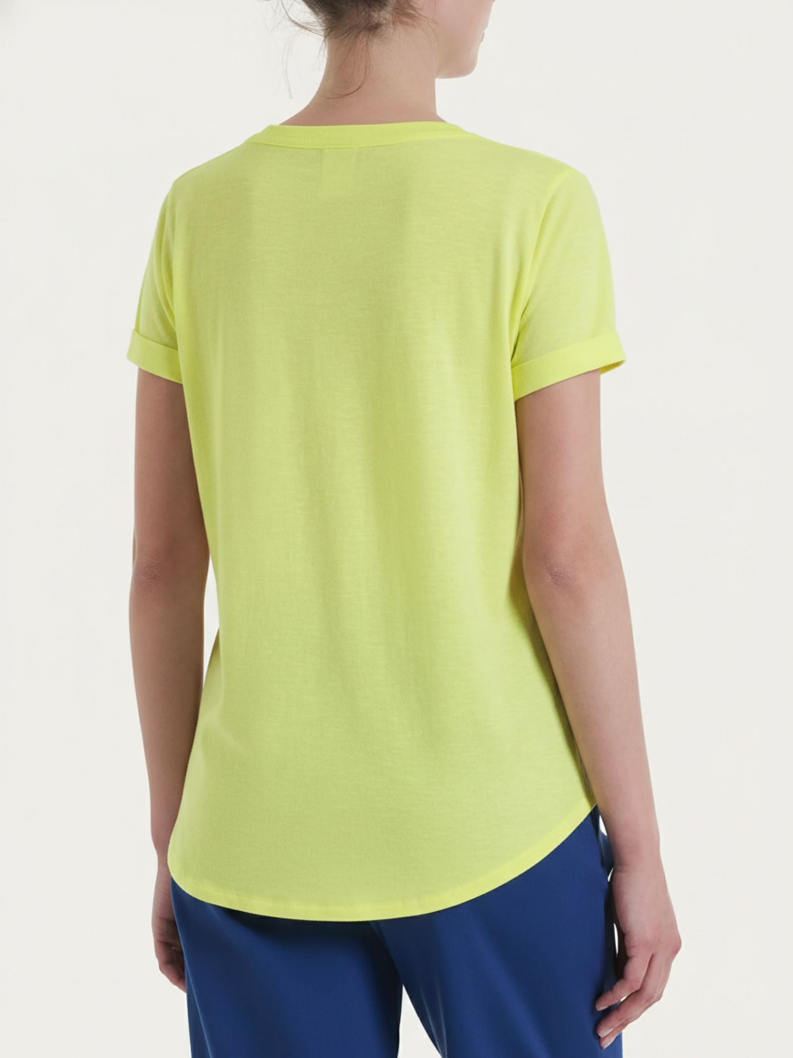 Maglietta con Scollo a V in slub jersey di cotone Gialli Donna - Ragno
