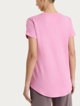 Maglietta con Scollo a V in slub jersey di cotone Rosa Donna - Ragno