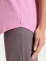 Maglietta con Scollo a V in slub jersey di cotone Rosa Donna - Ragno