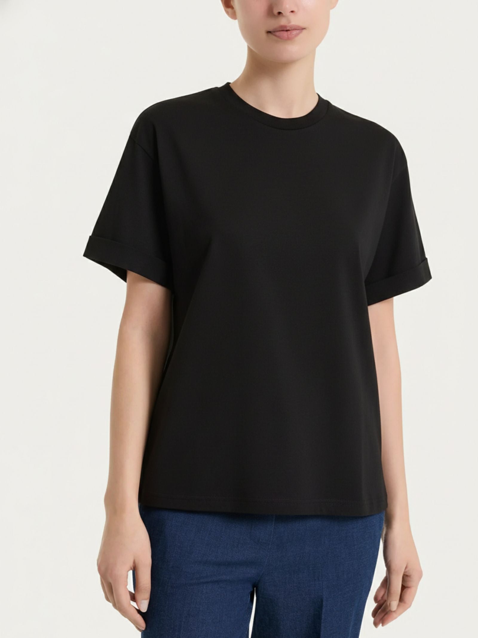 Maglietta con manica over in Slub Jersey Neri Donna - Ragno