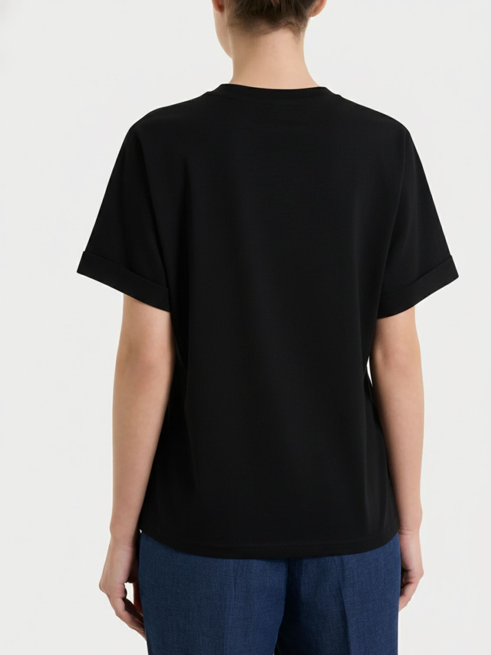 Maglietta con manica over in Slub Jersey Neri Donna - Ragno