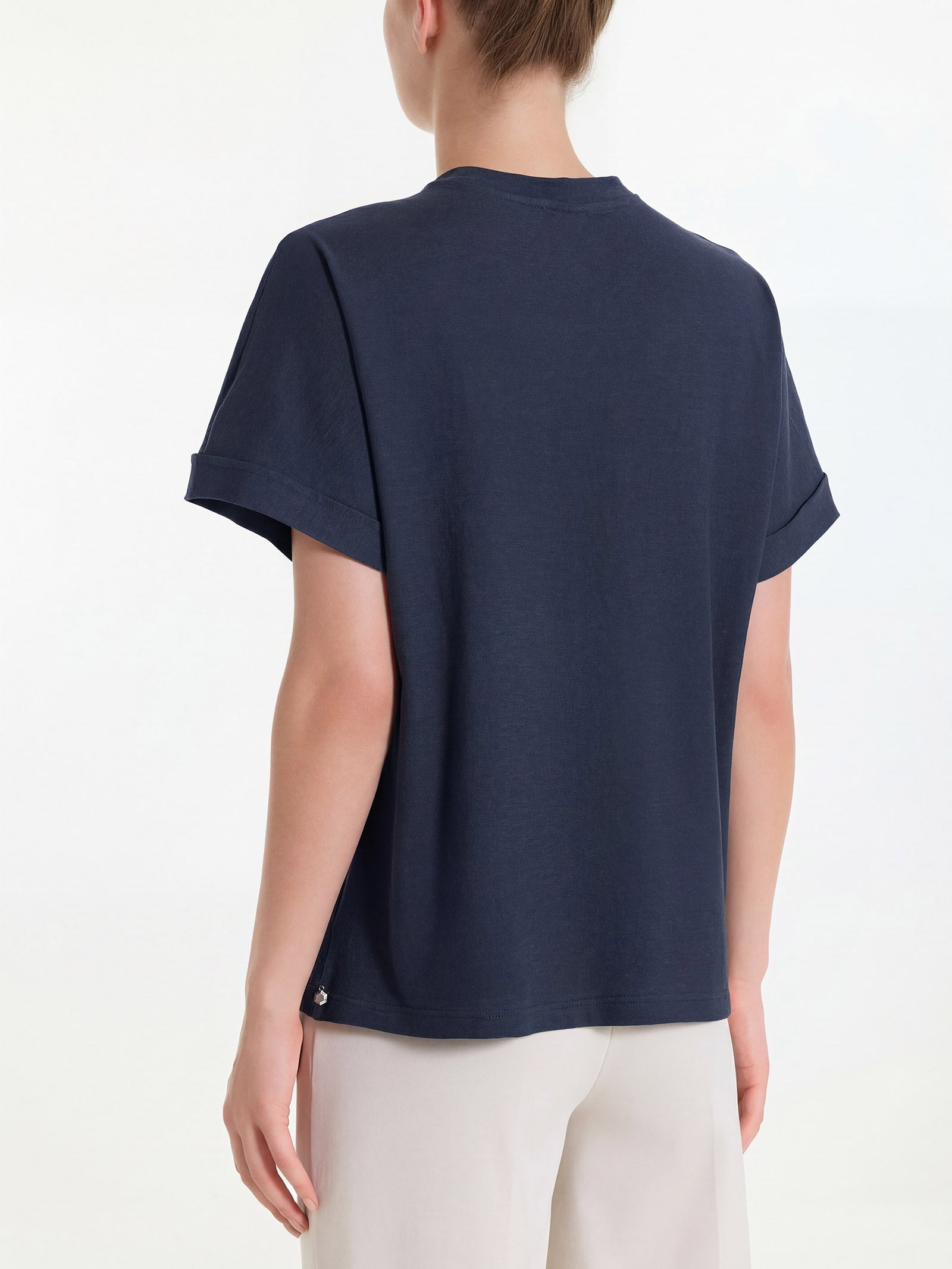 Maglietta con manica over in Slub Jersey Blu Donna - Ragno