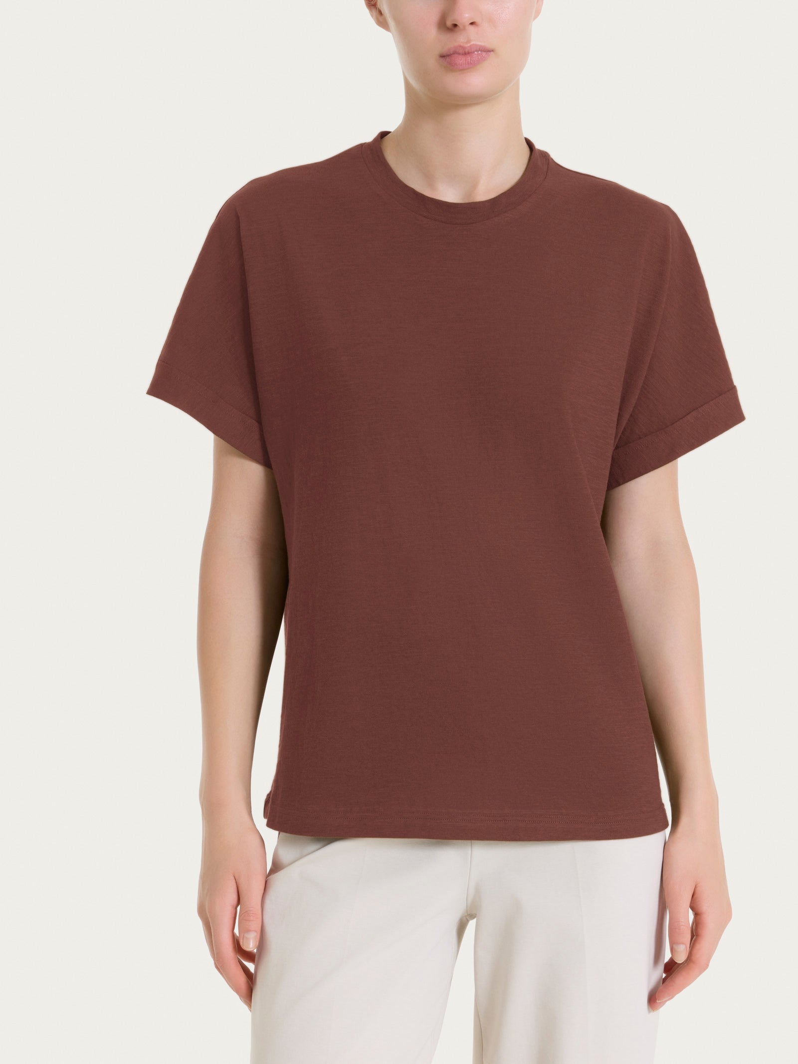 Maglietta con manica over in Slub Jersey Marroni Donna - Ragno