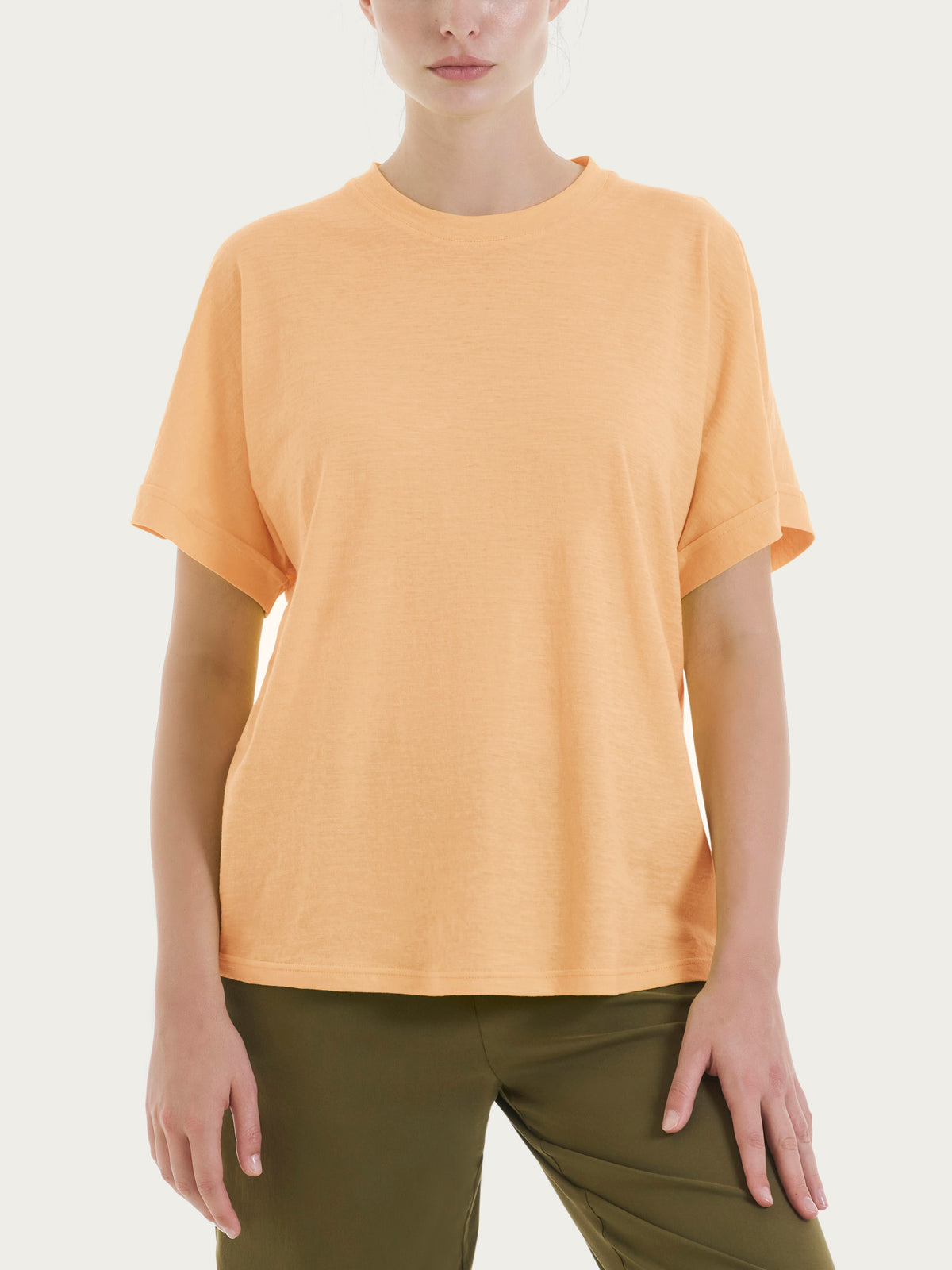 Maglietta con manica over in Slub Jersey Arancioni Donna - Ragno