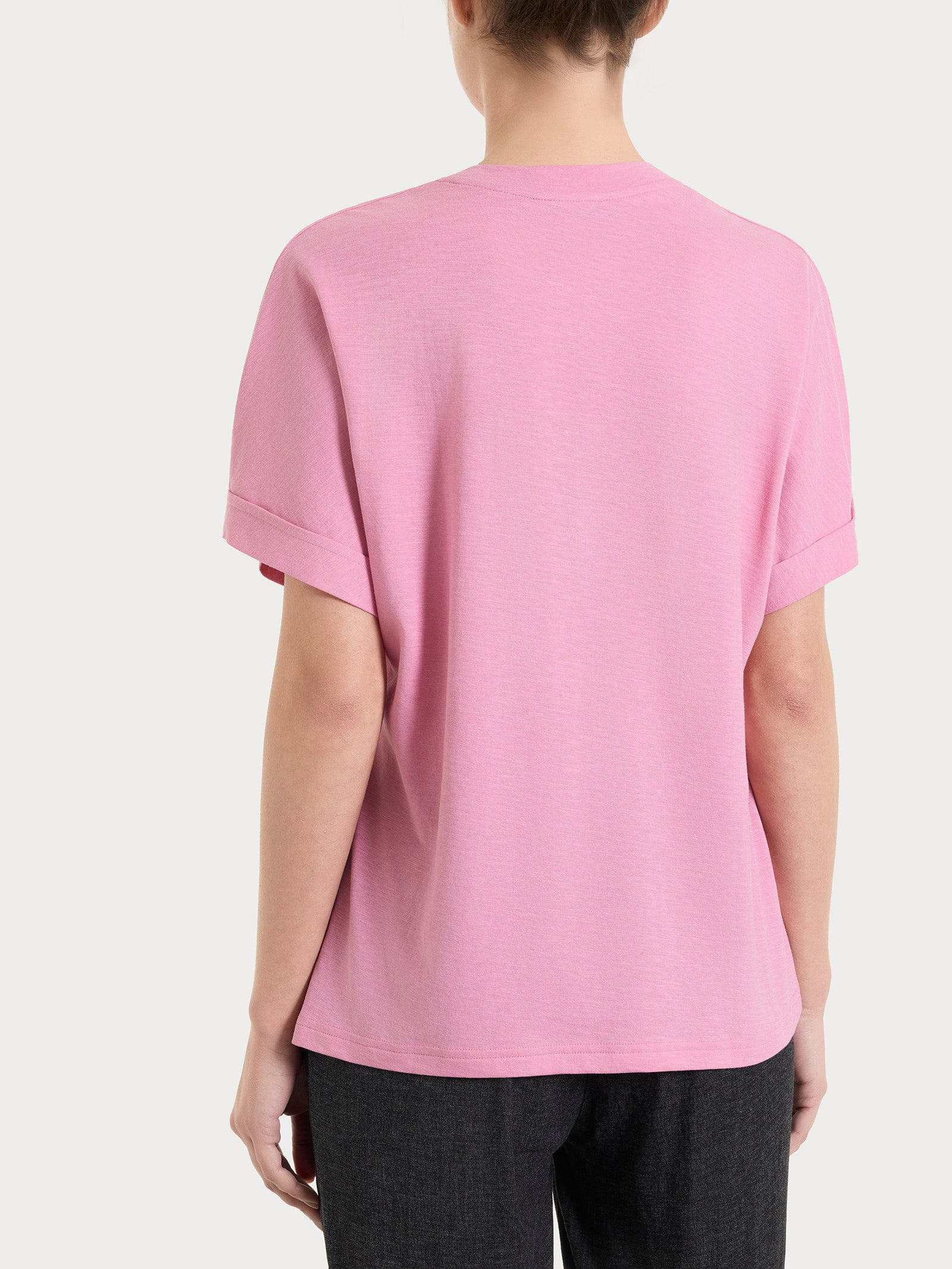 Maglietta con manica over in Slub Jersey Rosa Donna - Ragno