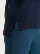 Maglia asimmetrica con scollo a V in Super Soft Blu Donna - Ragno