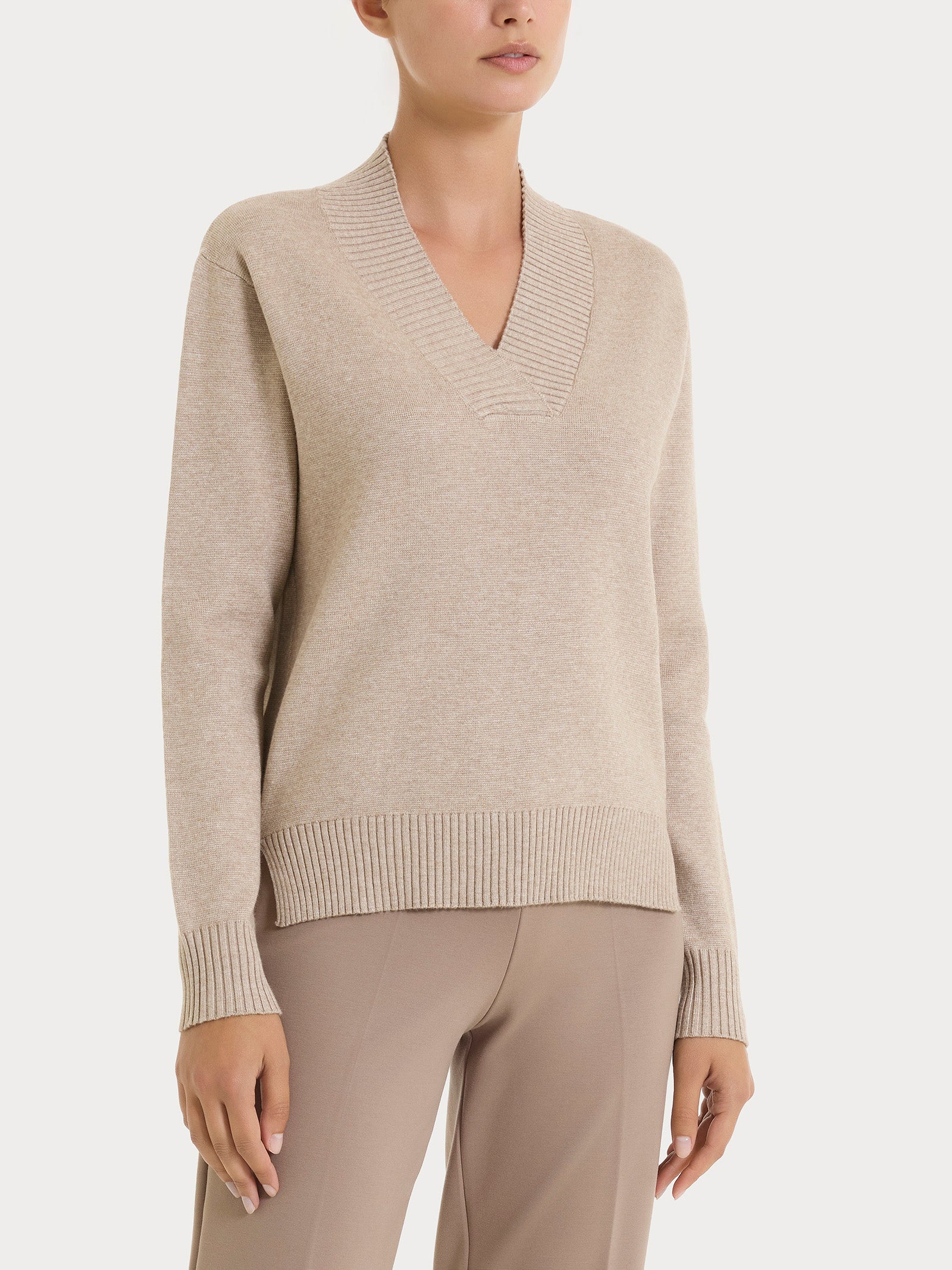 Maglia asimmetrica con scollo a V in Super Soft Grigi Donna - Ragno