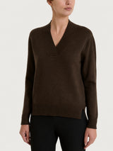 Maglia asimmetrica con scollo a V in Super Soft Marroni Donna - Ragno