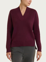 Maglia asimmetrica con scollo a V in Super Soft Viola Donna - Ragno