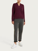 Maglia asimmetrica con scollo a V in Super Soft Viola Donna - Ragno