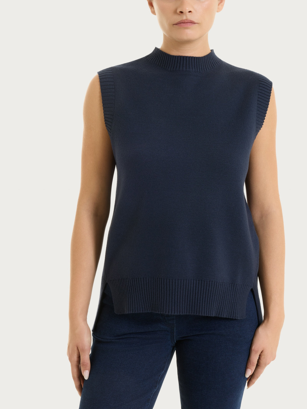 Maglia smanicata in Super Soft Blu Donna - Ragno