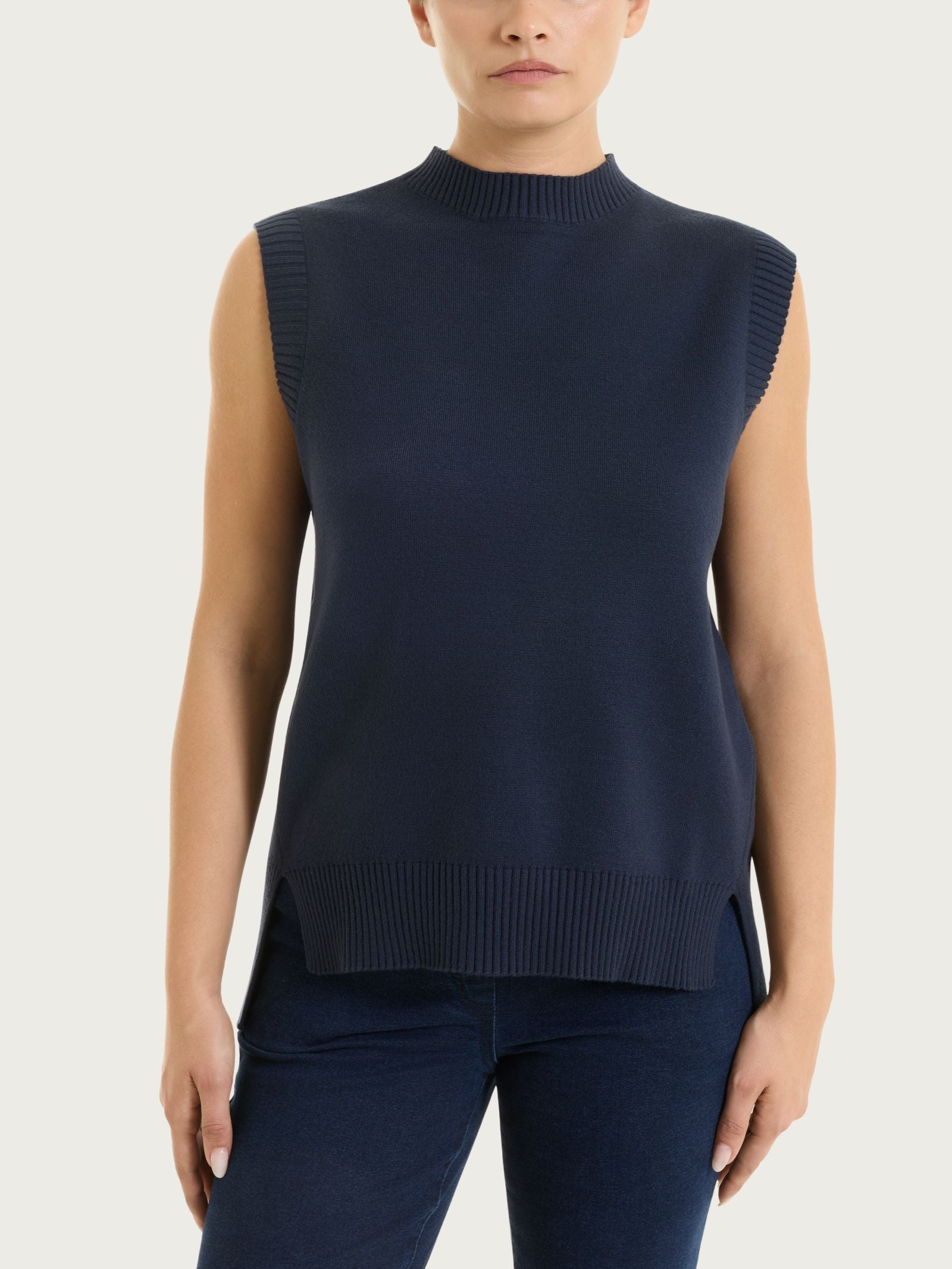Maglia smanicata in Super Soft Blu Donna - Ragno