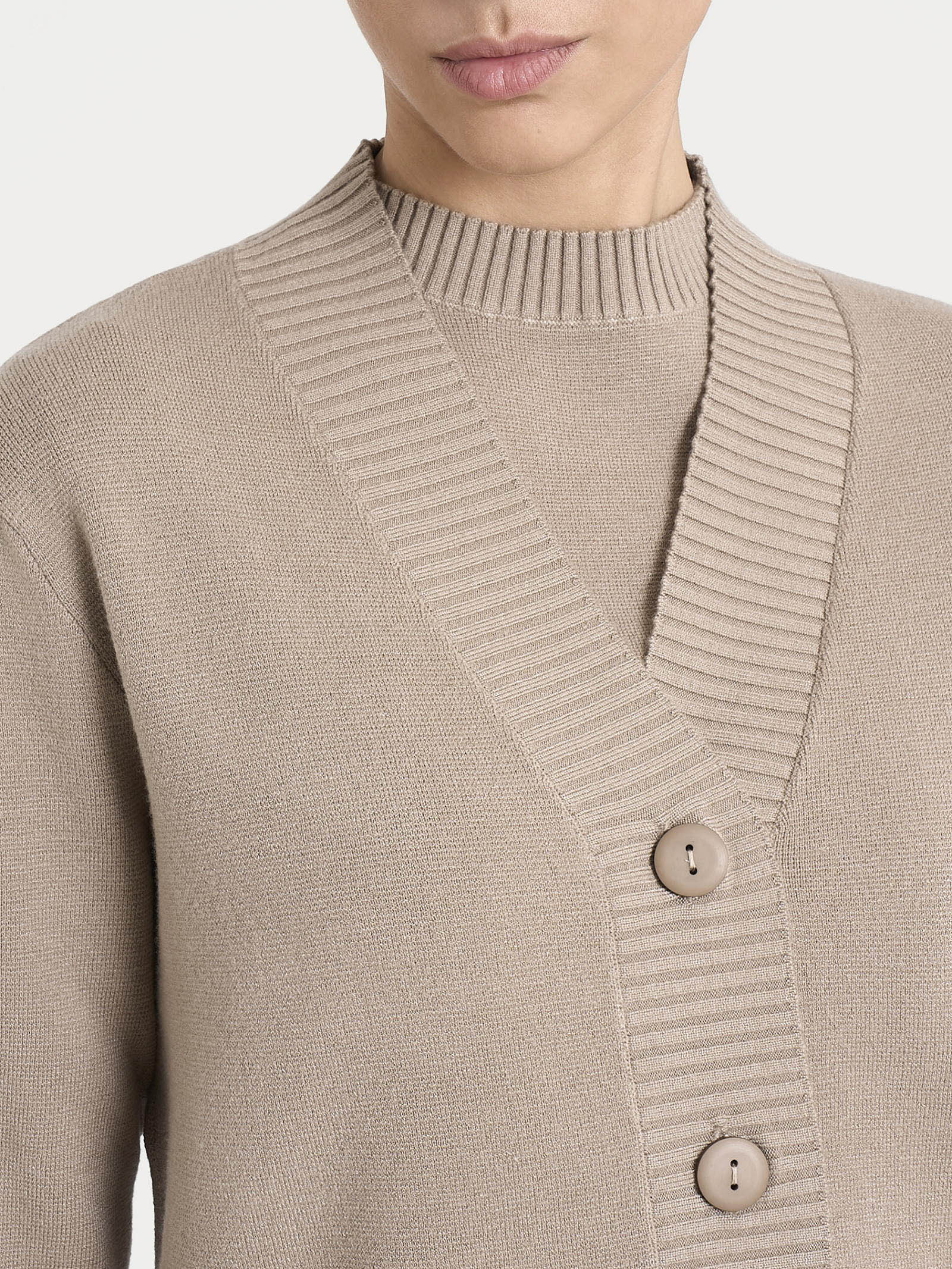 Cardigan asimmetrico con bottoni in Super Soft Marroni Donna - Ragno