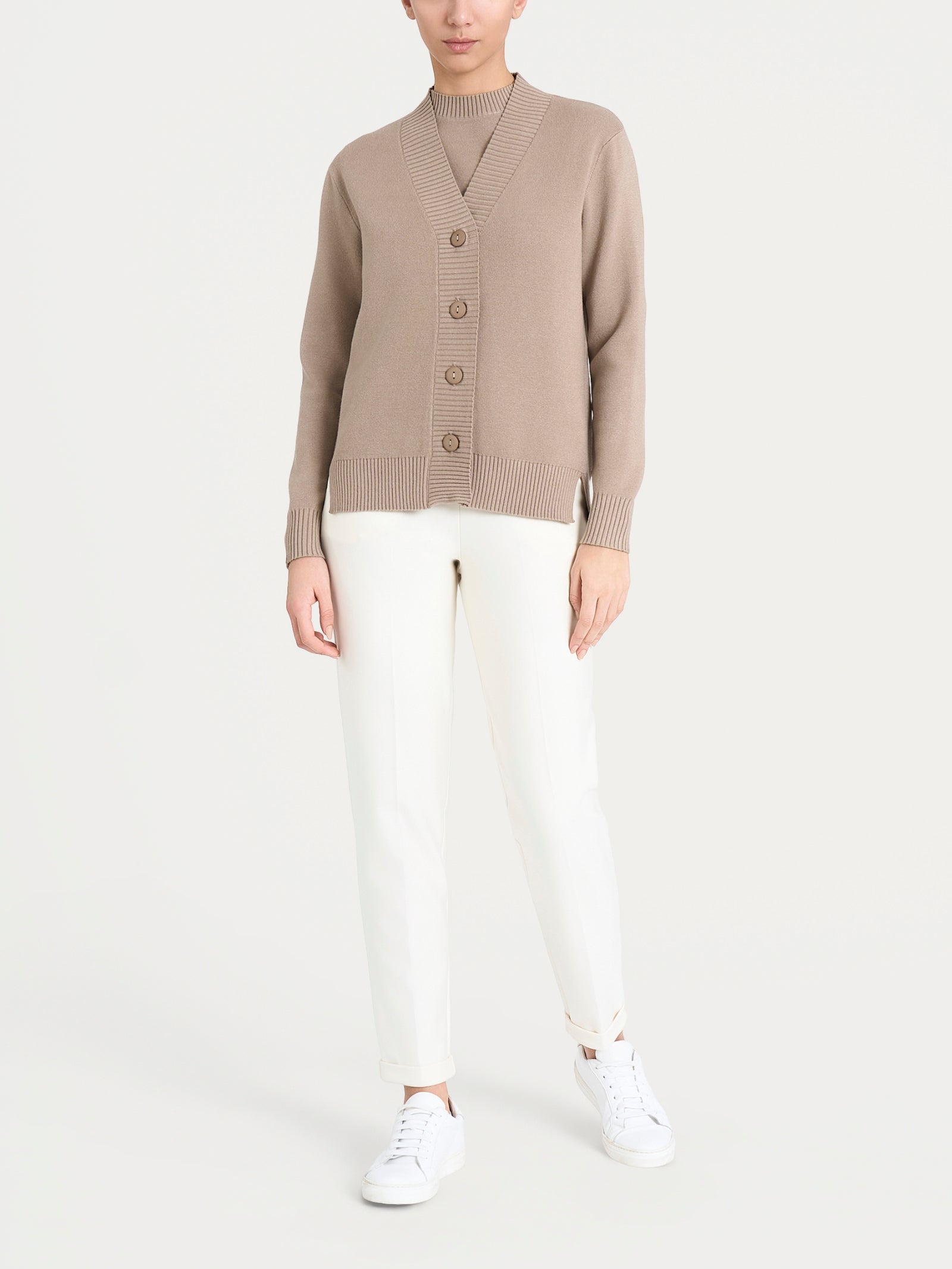 Cardigan asimmetrico con bottoni in Super Soft Marroni Donna - Ragno