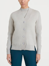 Cardigan asimmetrico con bottoni in Super Soft Bianchi Donna - Ragno