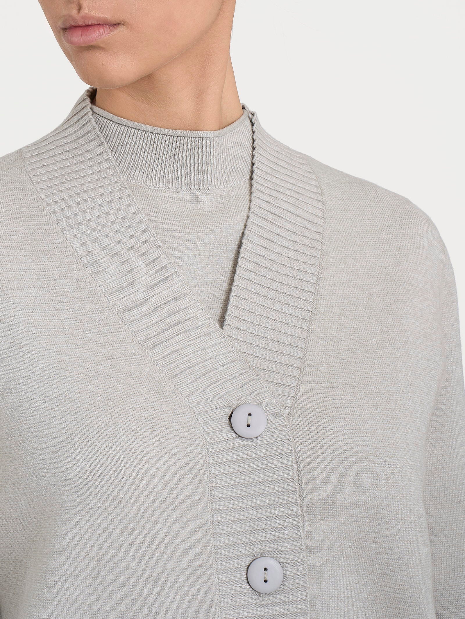 Cardigan asimmetrico con bottoni in Super Soft Bianchi Donna - Ragno