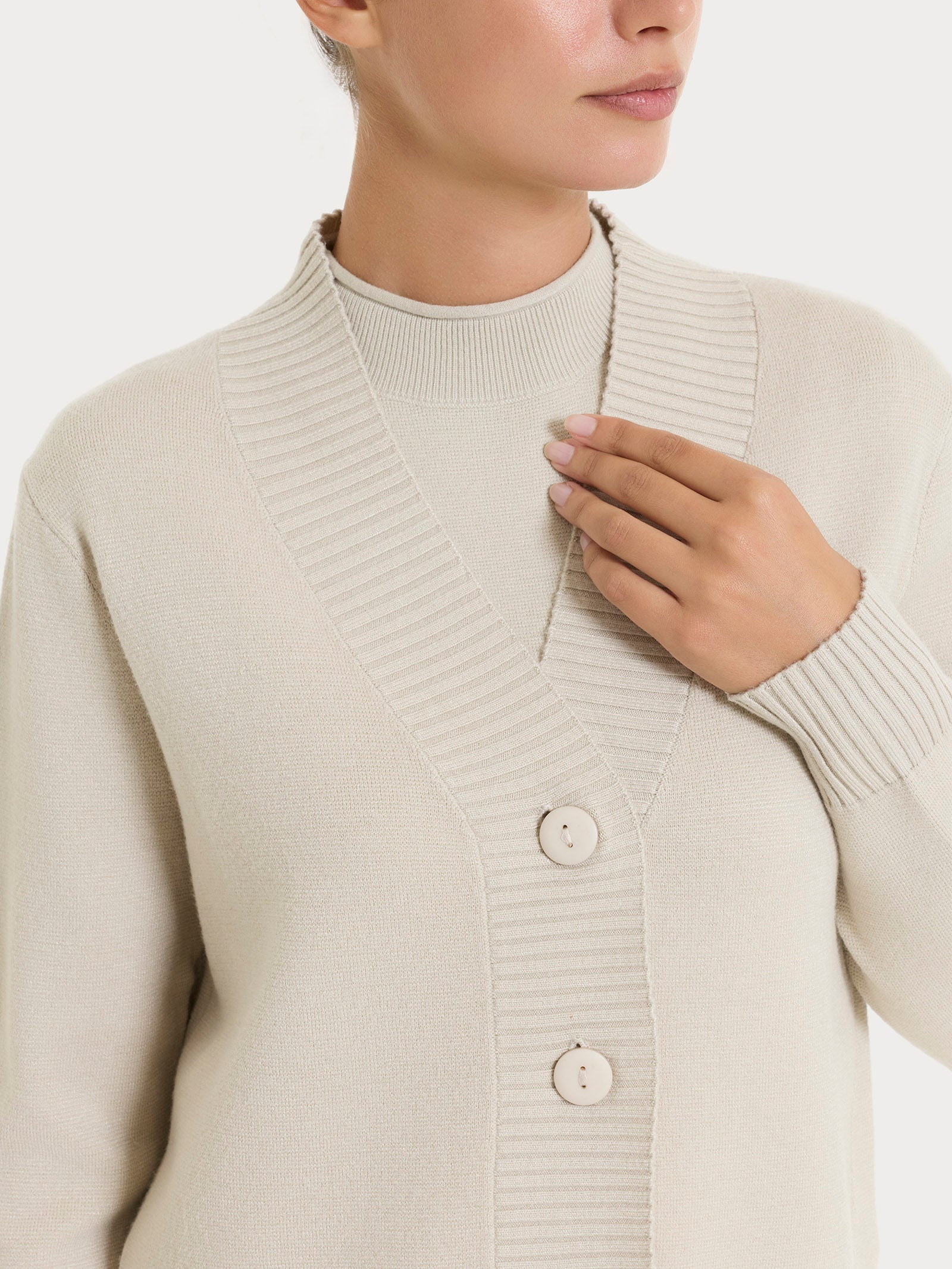 Cardigan asimmetrico con bottoni in Super Soft Bianchi Donna - Ragno