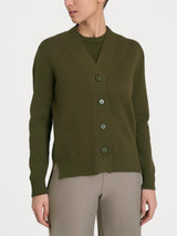 Cardigan asimmetrico con bottoni in Super Soft Verdi Donna - Ragno