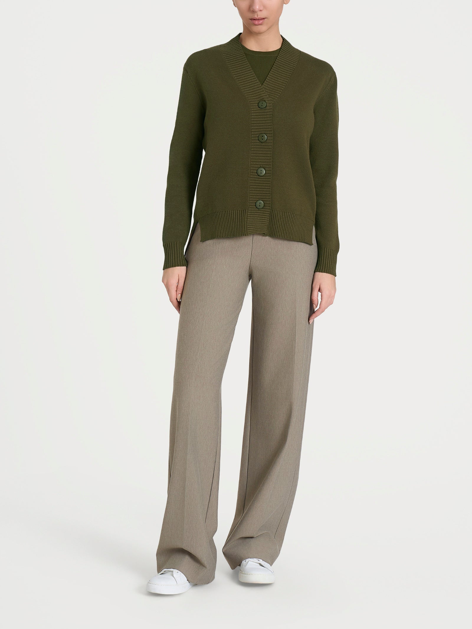 Cardigan asimmetrico con bottoni in Super Soft Verdi Donna - Ragno